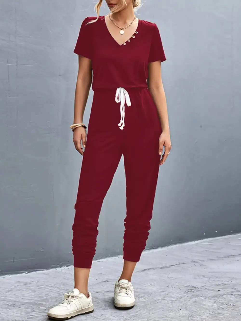 Everyday Drawstring Casual Jumpsuit