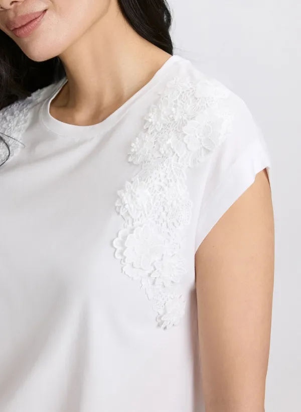 Lace-Trimmed T-Shirt