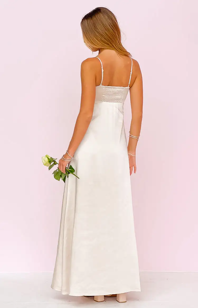 Satin Square Neck Flowy Maxi Dress