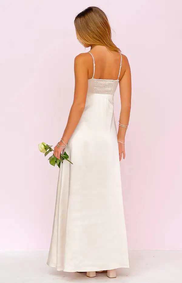 Satin Square Neck Flowy Maxi Dress