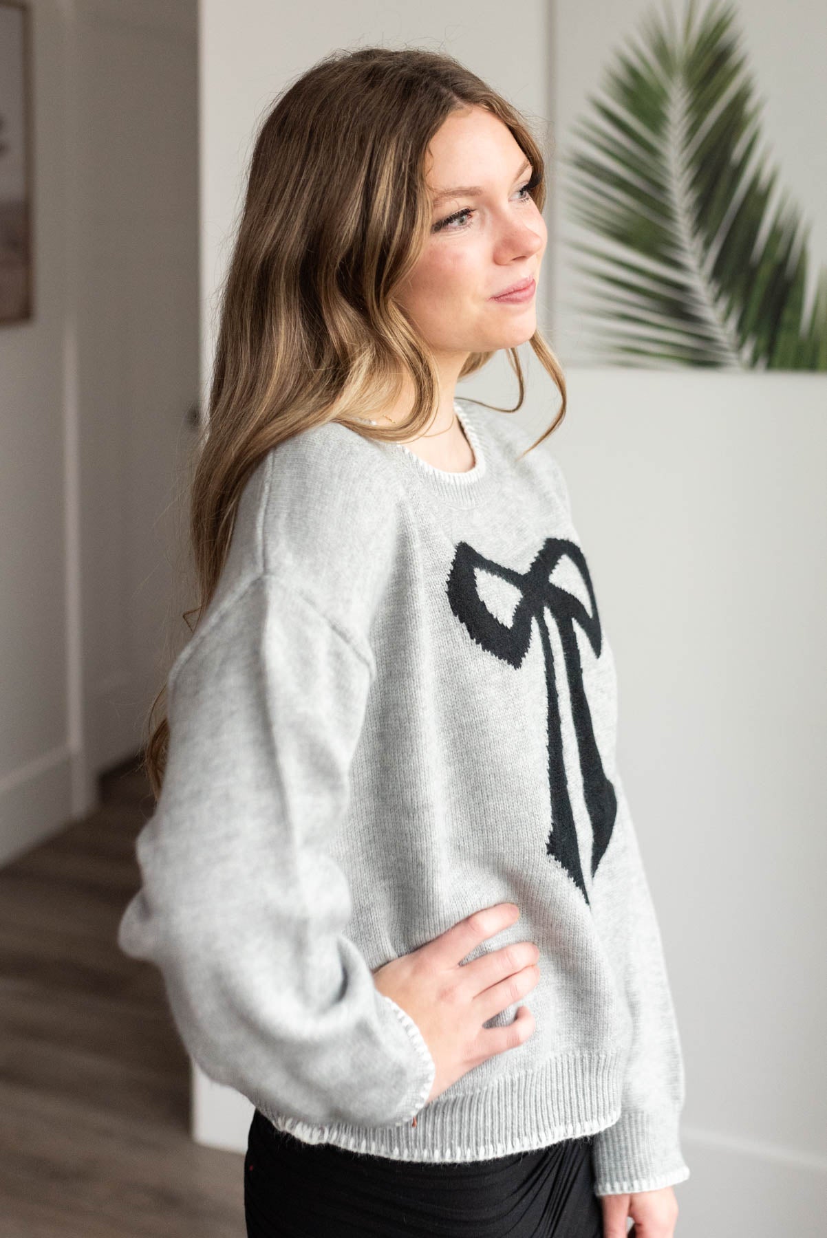 Mckinley Heather Grey Bow Sweater