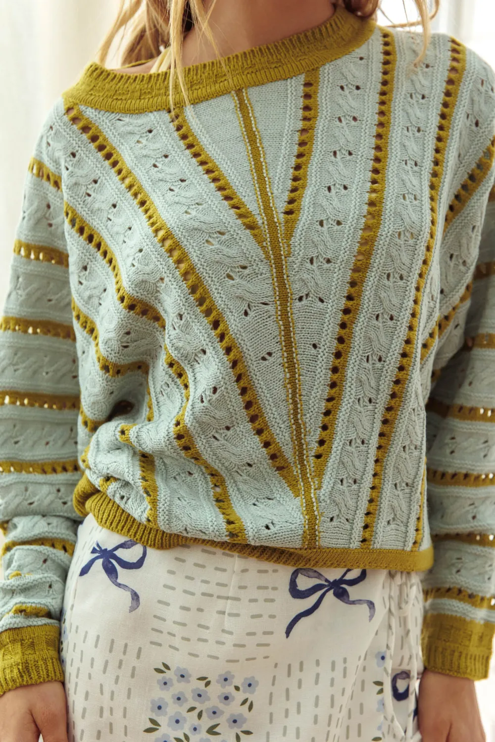 Long Loose Striped Knitted Batwing Sweater