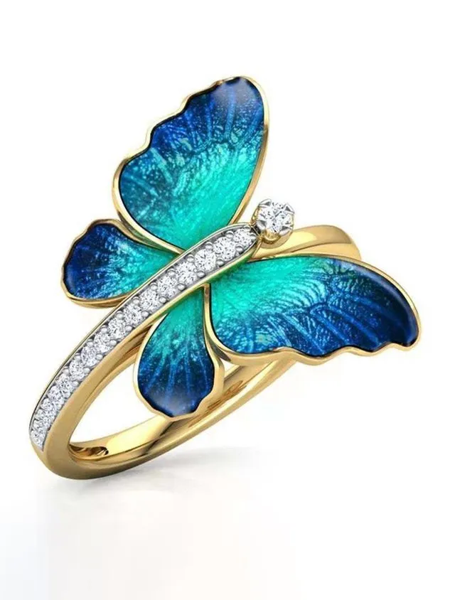 Rhinestone Butterfly Ring