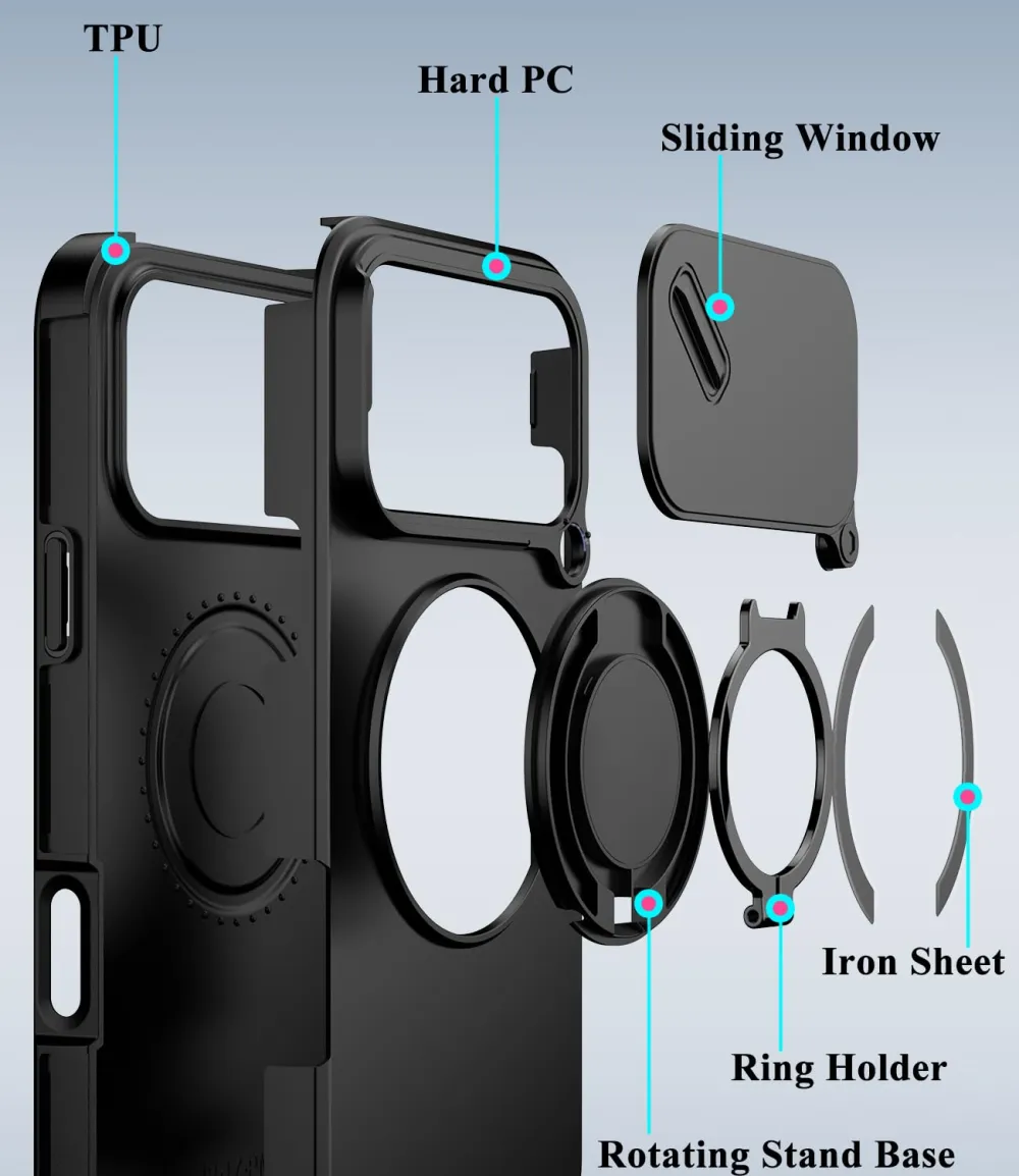 For iPhone 18 Pro Max LINK Phone Case Apple 15 Pro Sliding Window Stand Shockproof Protective Cover