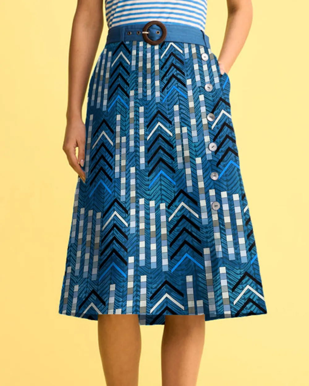 Belted Linen Skirt