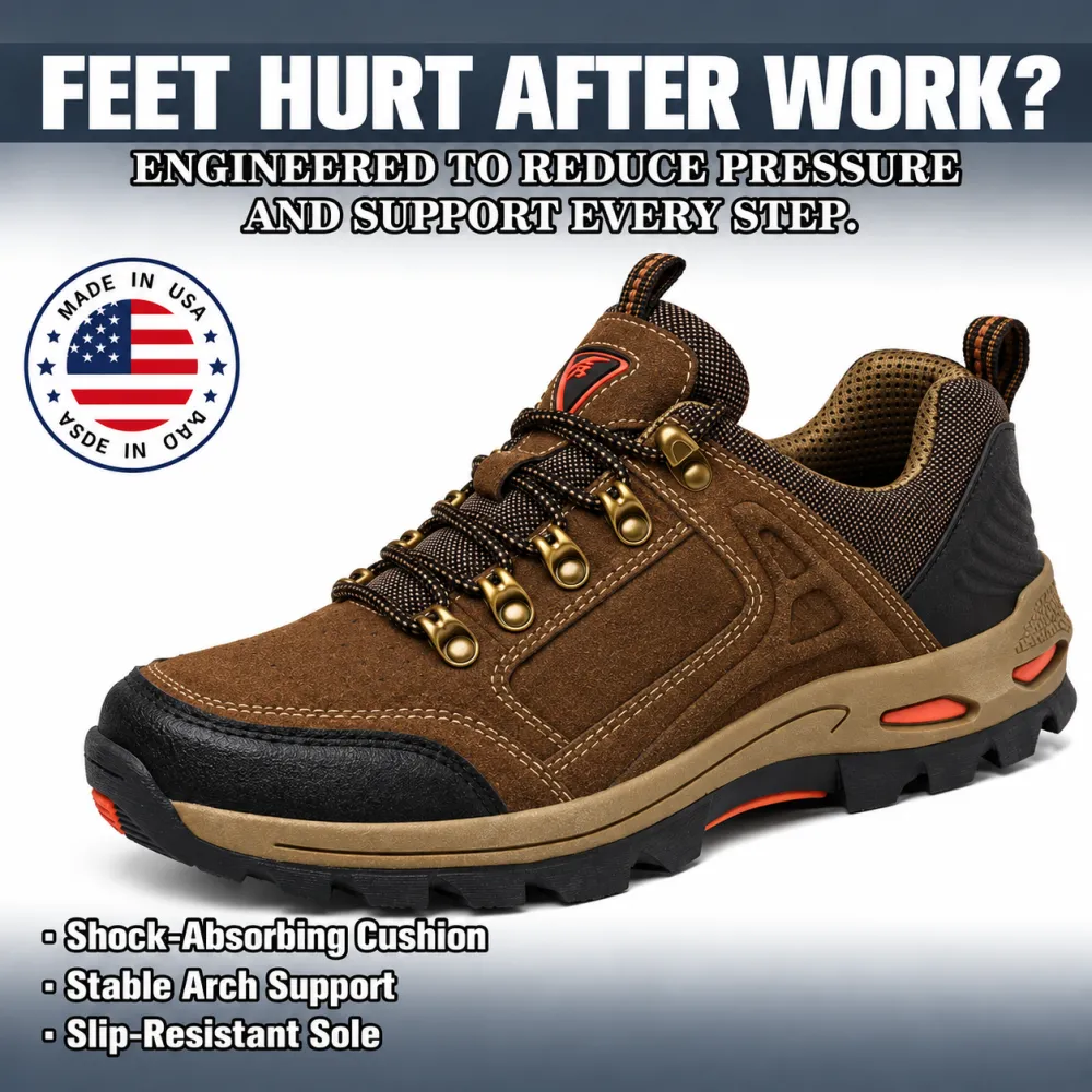 Men's Anti-Slip Hiking & Work Shoes, Wide Fit, Arch Support, Cushioned