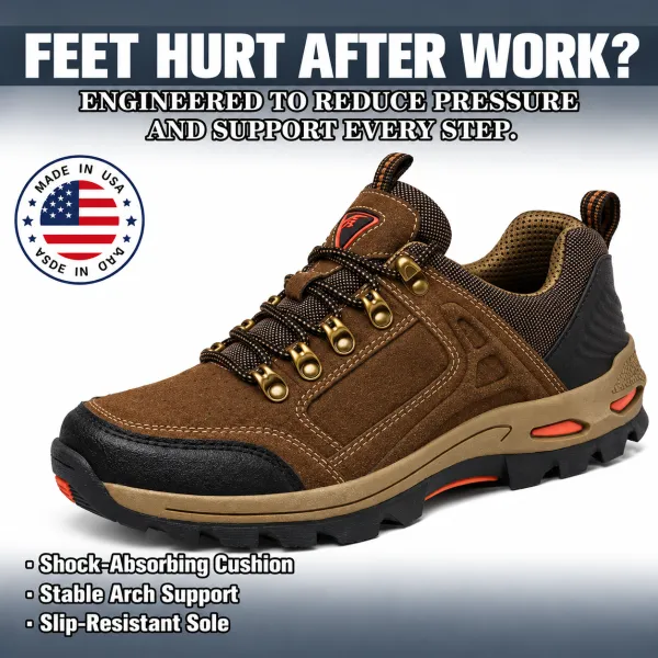 Men's Anti-Slip Hiking & Work Shoes, Wide Fit, Arch Support, Cushioned