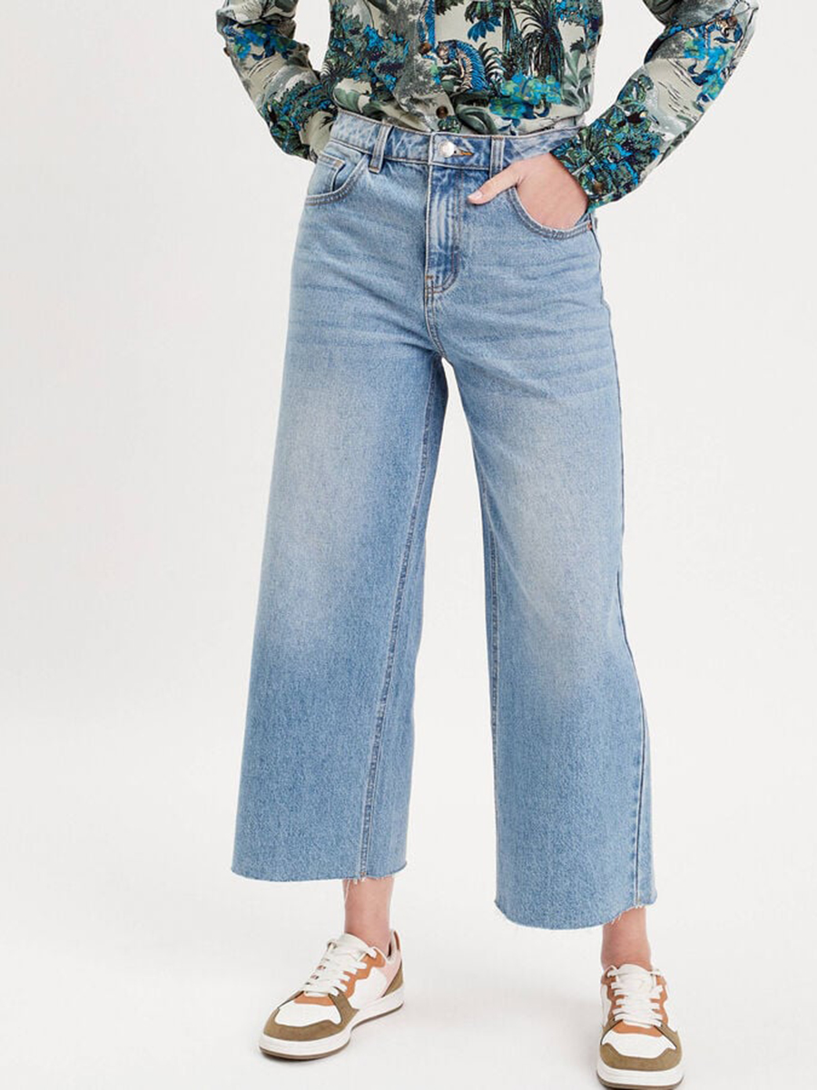 Jeans wide leg 7/8ème ecru femme