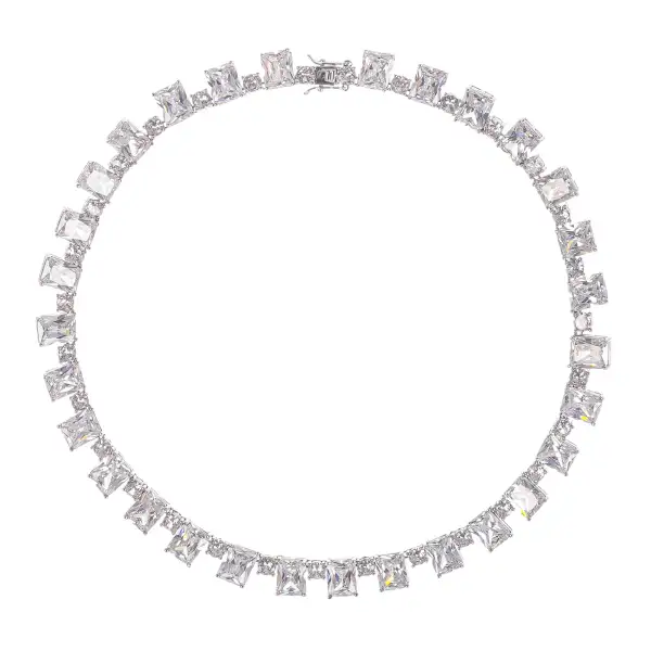 Silver Tone Crystal Embellished Necklace