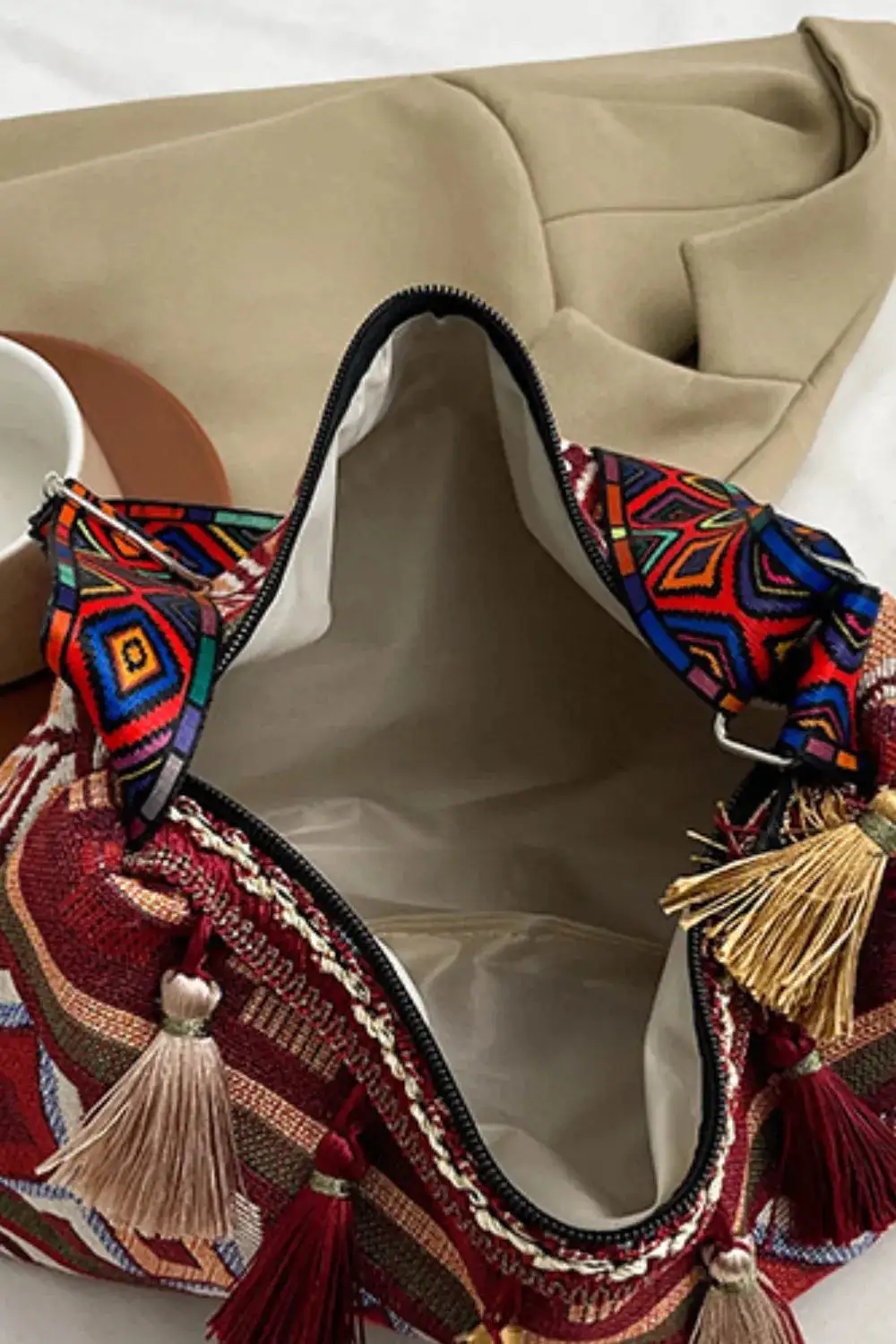 Tassel Accent Shoulder Bag