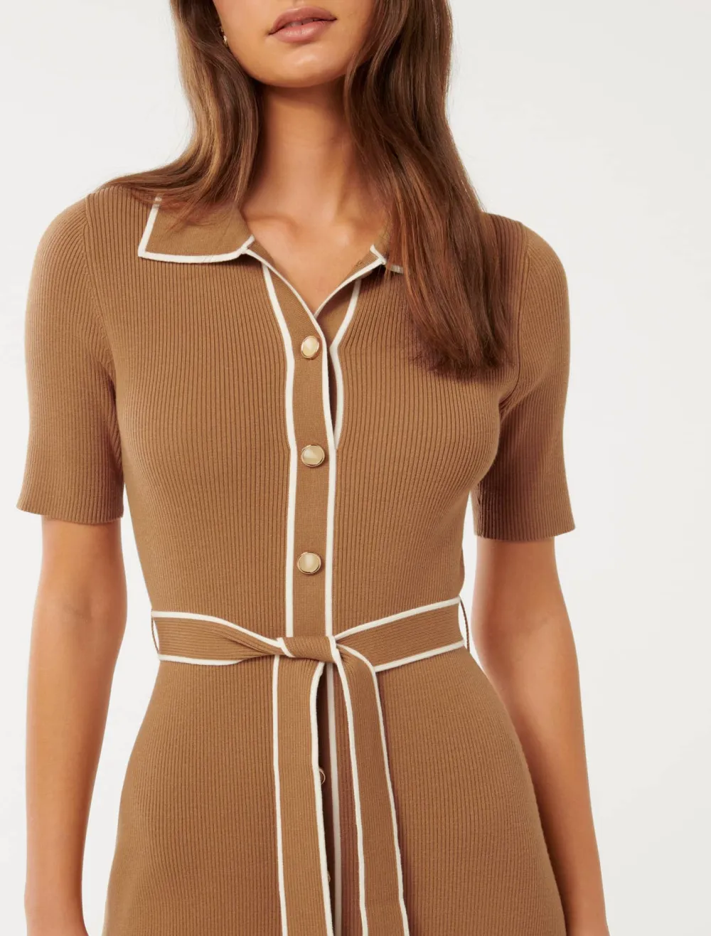 Tipped S/S A-Line Dress