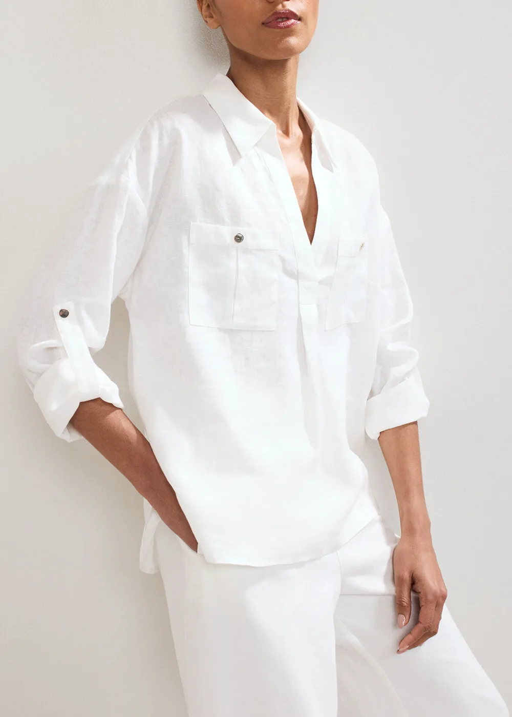 Casual Solid Linen Women's Shirt