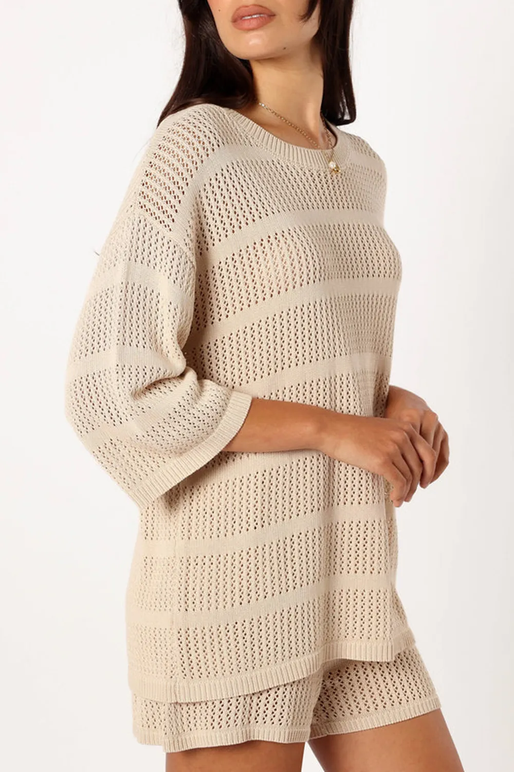 SAND LONG MESH TOP