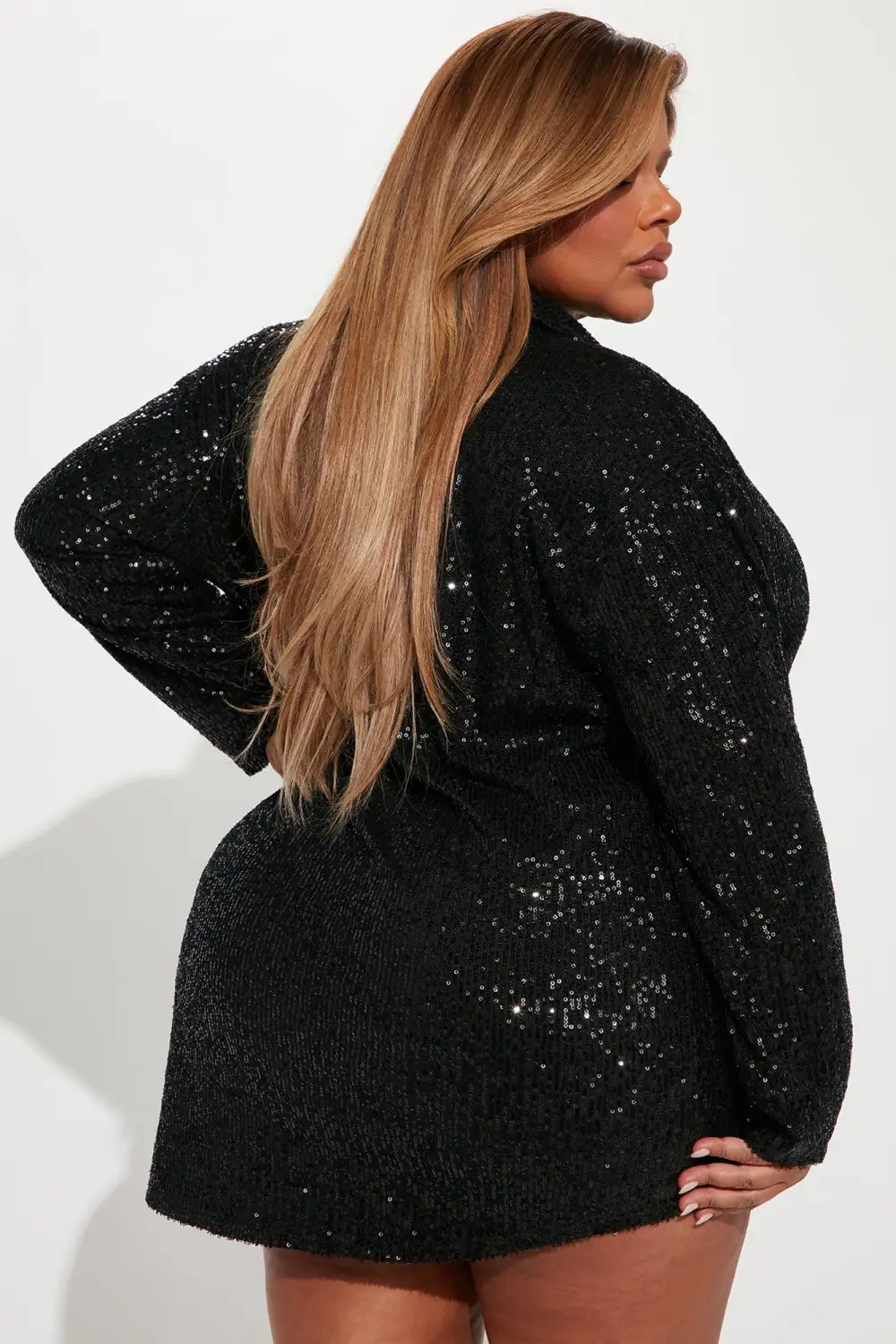 Lumina Sequin Shirt Dress - Black