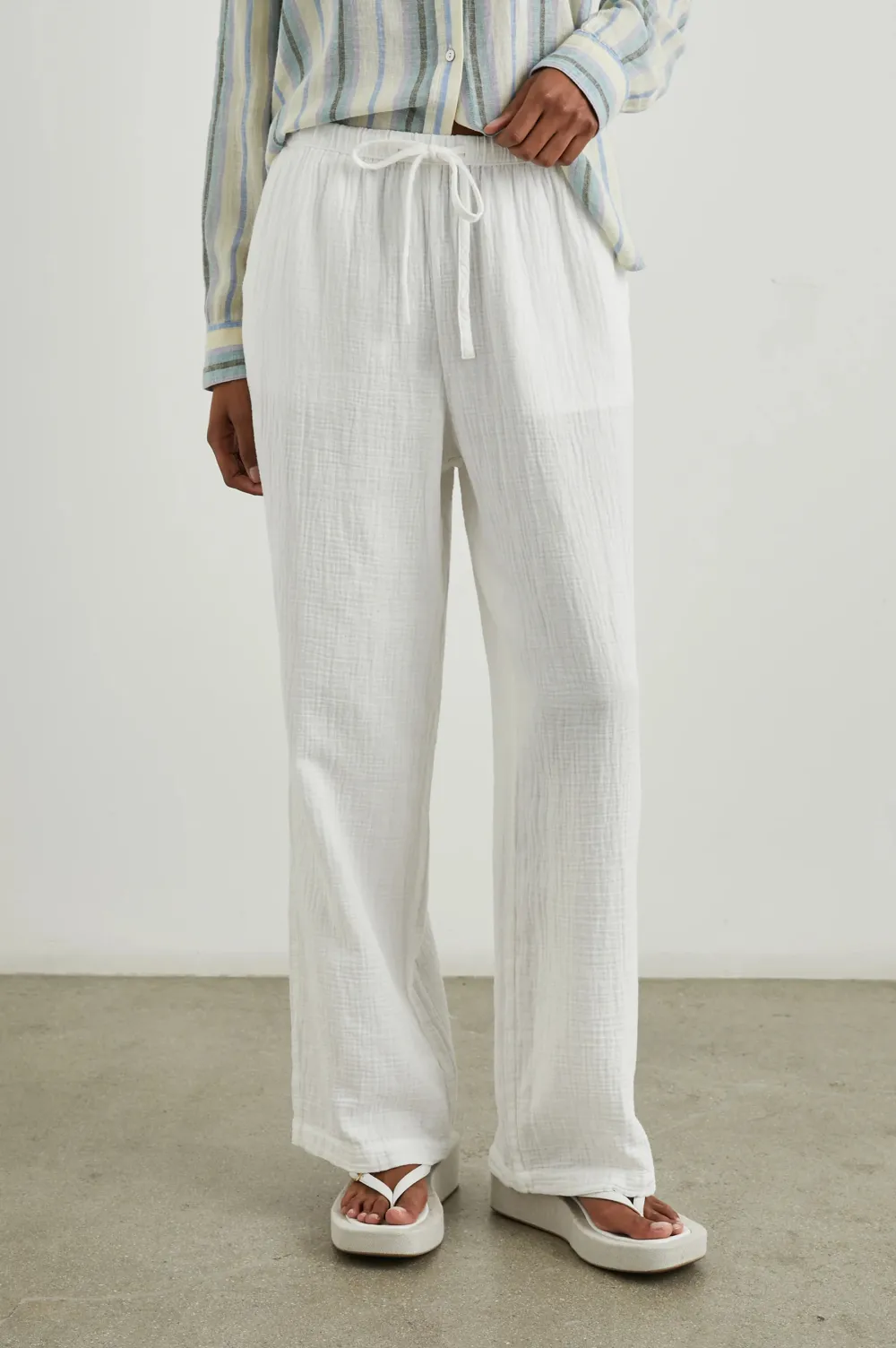 Fine-Striped Linen Wide-Leg Pants