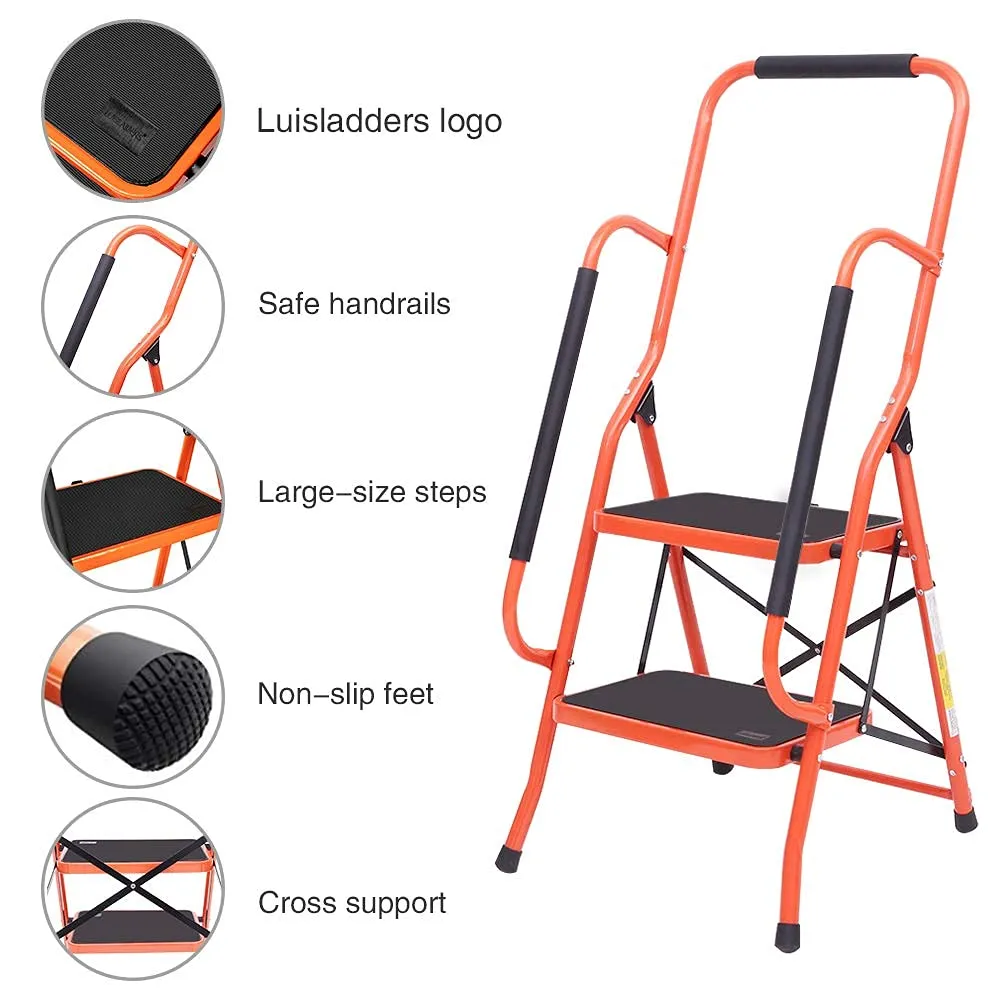 Safety Step Ladder Folding Padded Side Handrails Portable Heavy Duty Ladders 2/3/4 Step