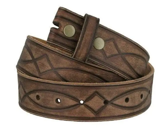 Floral Tooled Leather Belt Strap