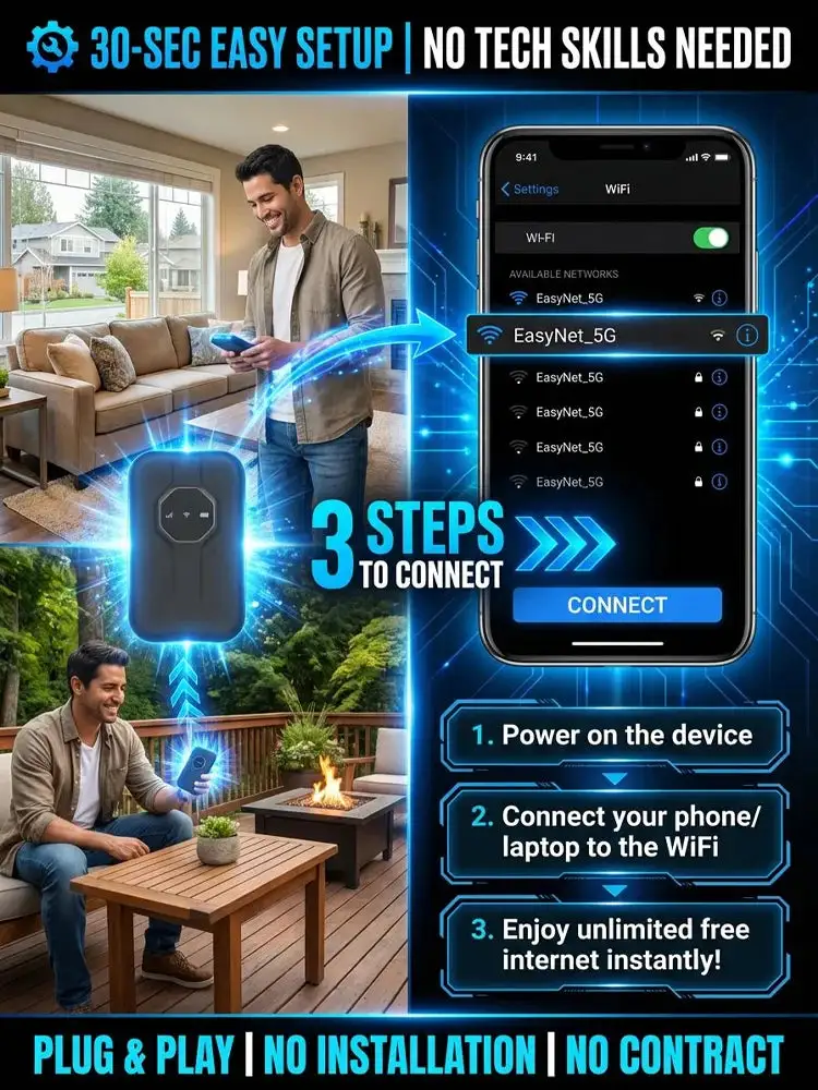 【Global Coverage, Lifetime Free】Unlimited Portable Wi-Fi