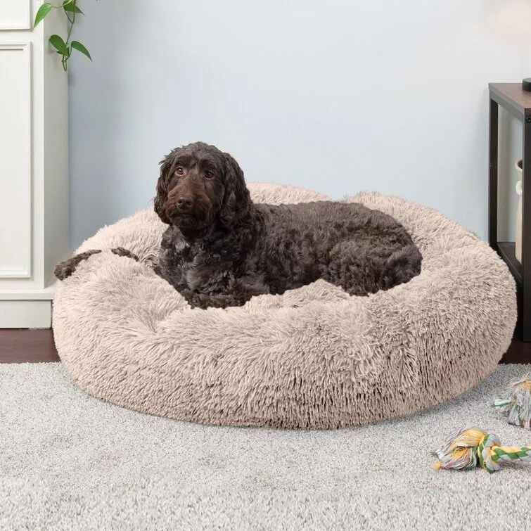 Calming Cuddler Long Fur Donut Bed