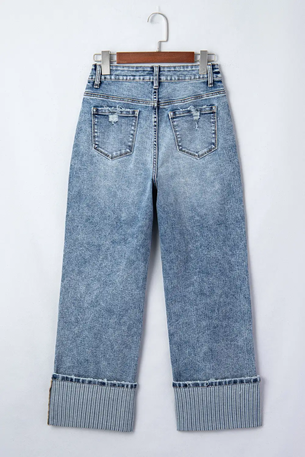 Cuffed Straight Loose Jeans