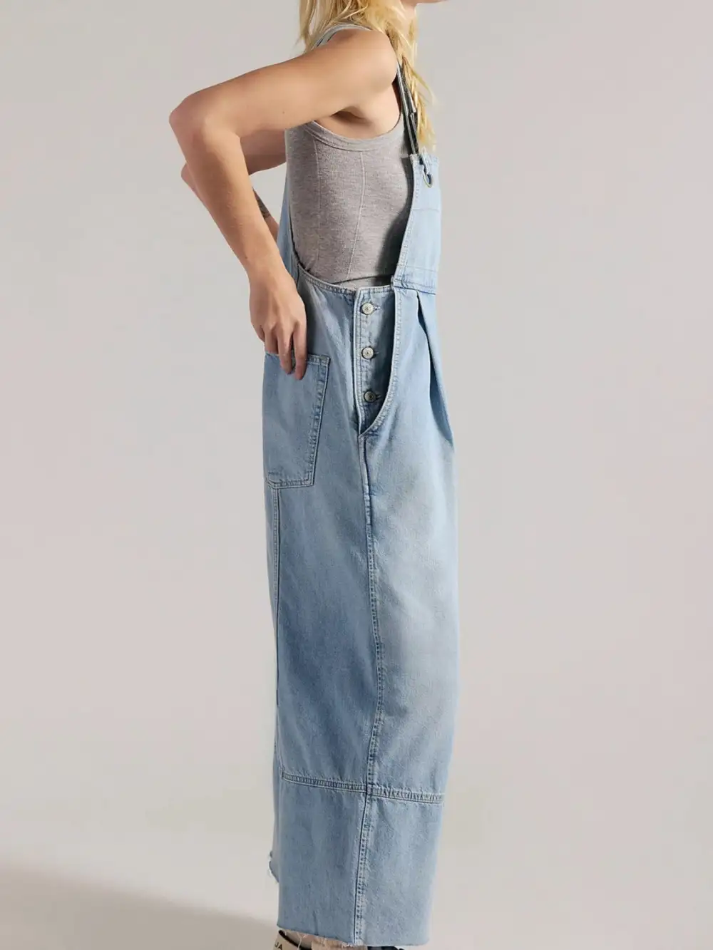 Classic Denim Wide Leg Overalls