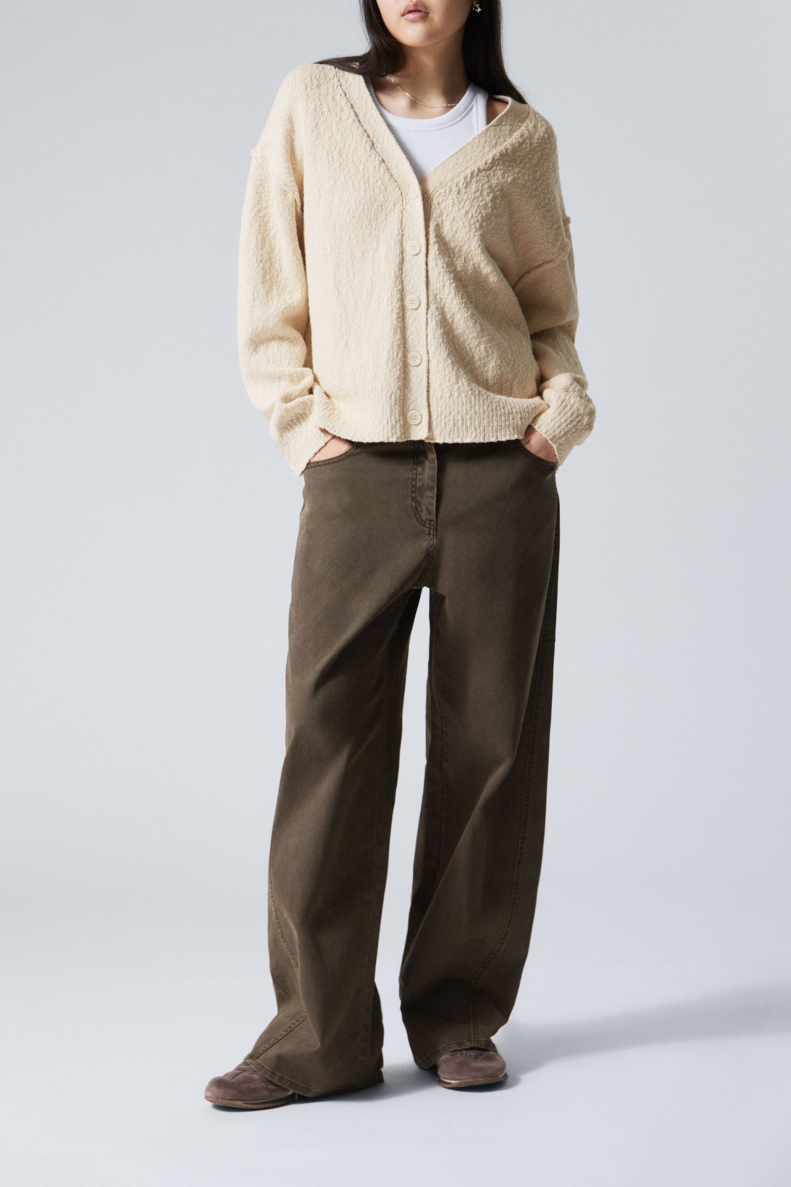 V-Neck Drop Shoulder Cardigan