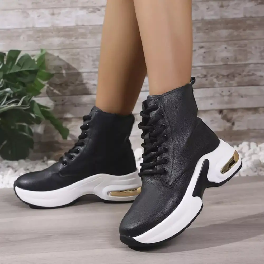 Modern Lace Up Platform Ankle Boots
