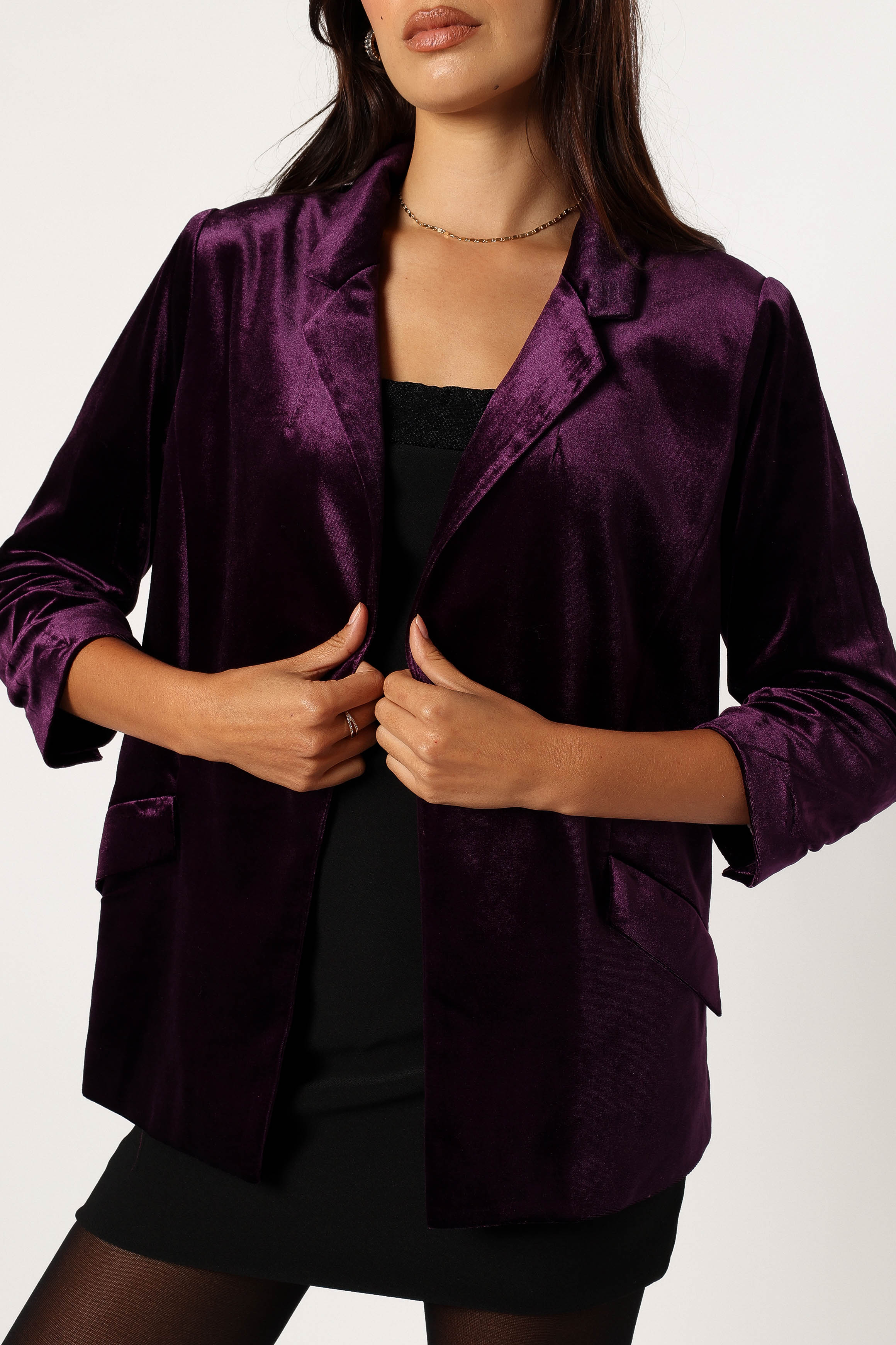 Vera Velvet Blazer - Plum