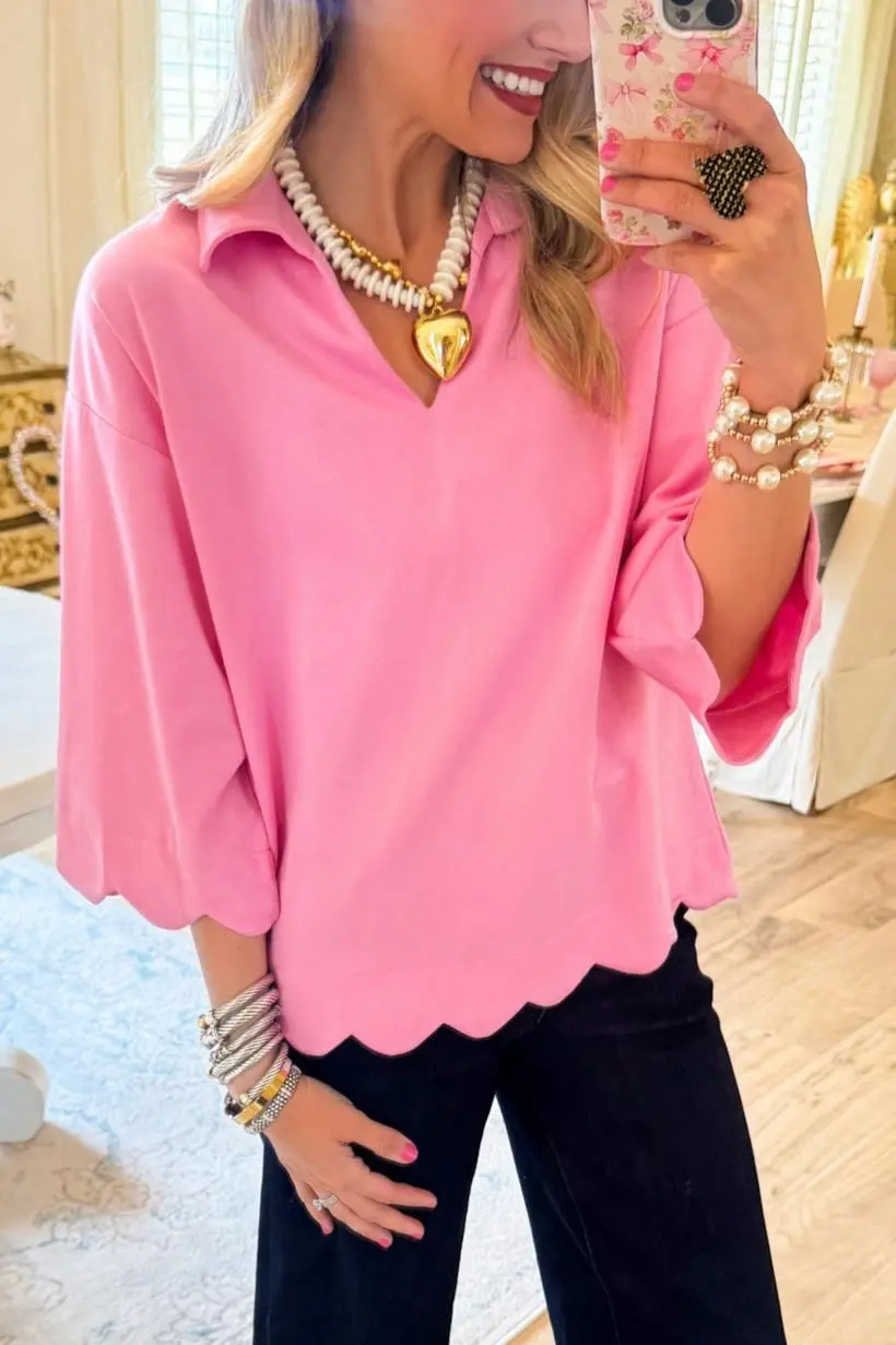 Scallop Edge Knit Top