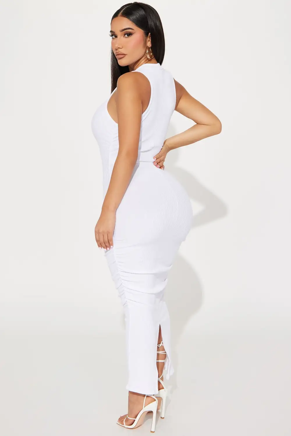 Amiah Ruched Maxi Dress - White