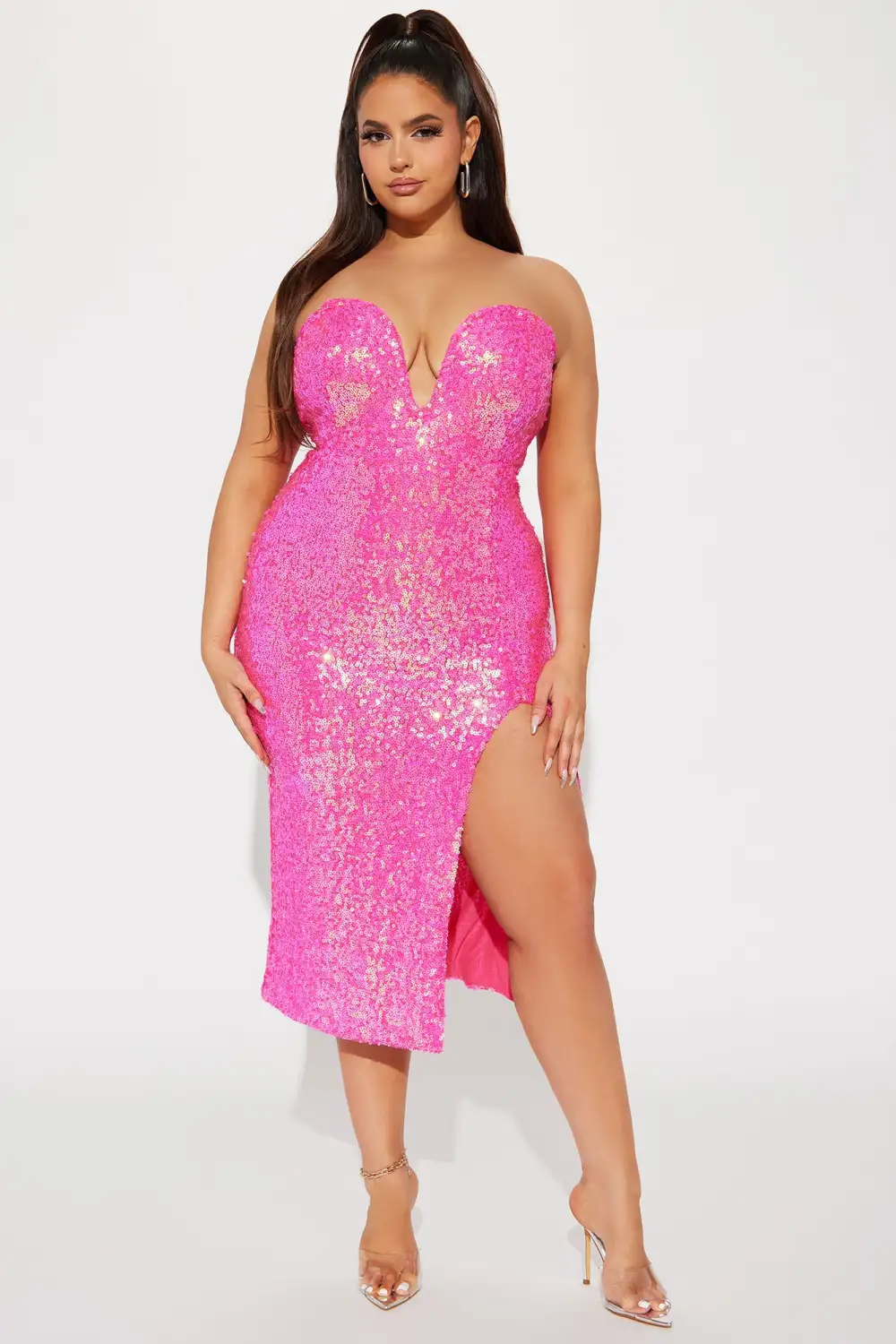 Catalina Sequin Midi Dress - Pink