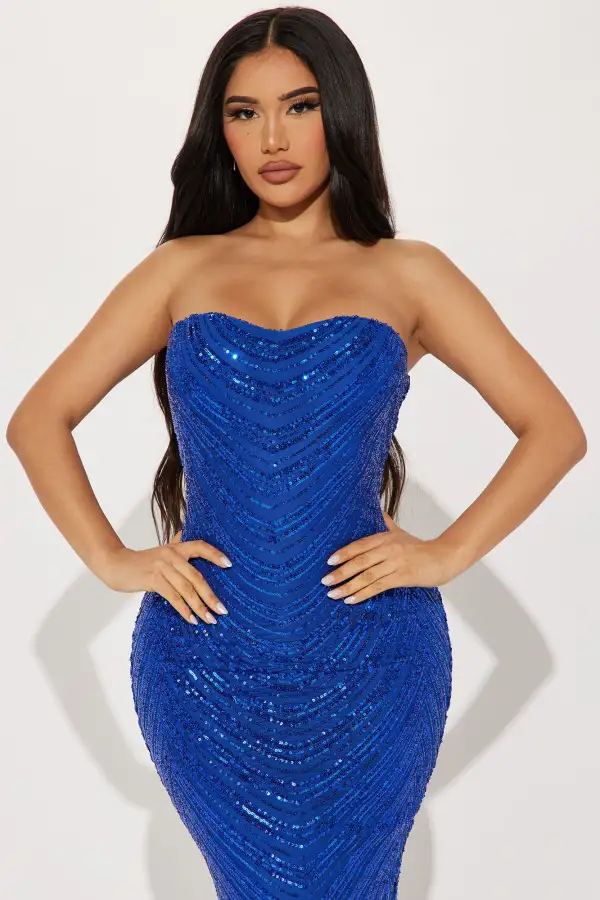 Stella Sequin Midi Dress - Royal