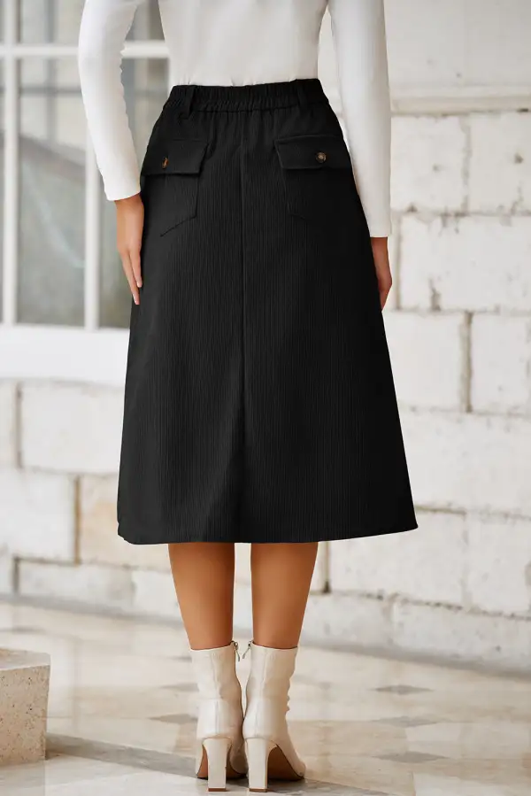 High Waist Side Slit Midi Skirt