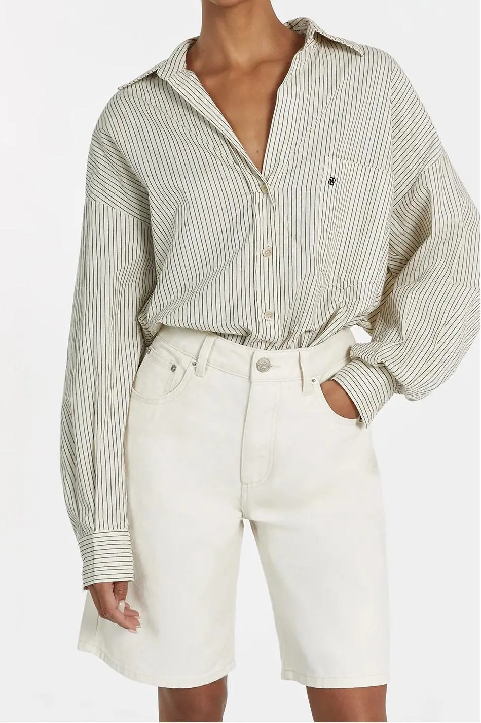 CREAM BERMUDA DENIM SHORT