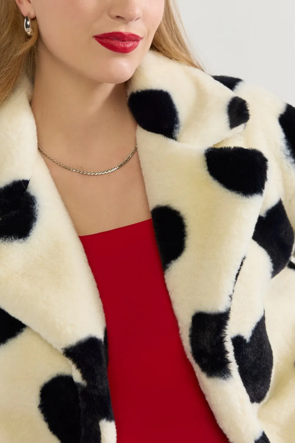 Cow Print Faux Fur Coat