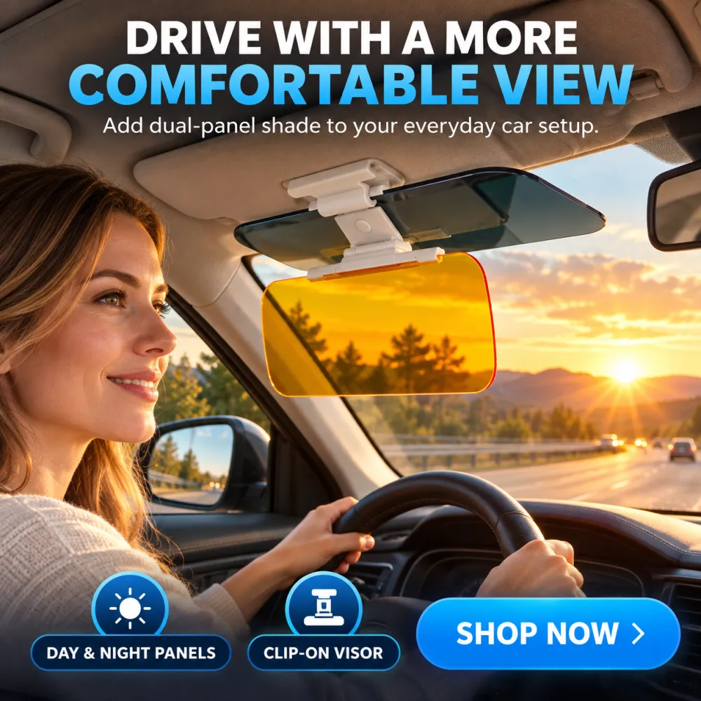 Adjustable Car Anti-Glare Sun Visor, Day & Night Driving Windshield Glare Blocker, Universal Windshield Anti-Glare Accessory