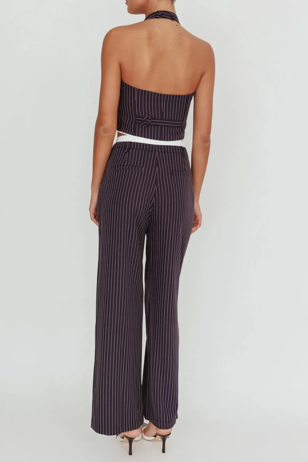 Creative Double Waist Loose Striped Trousers