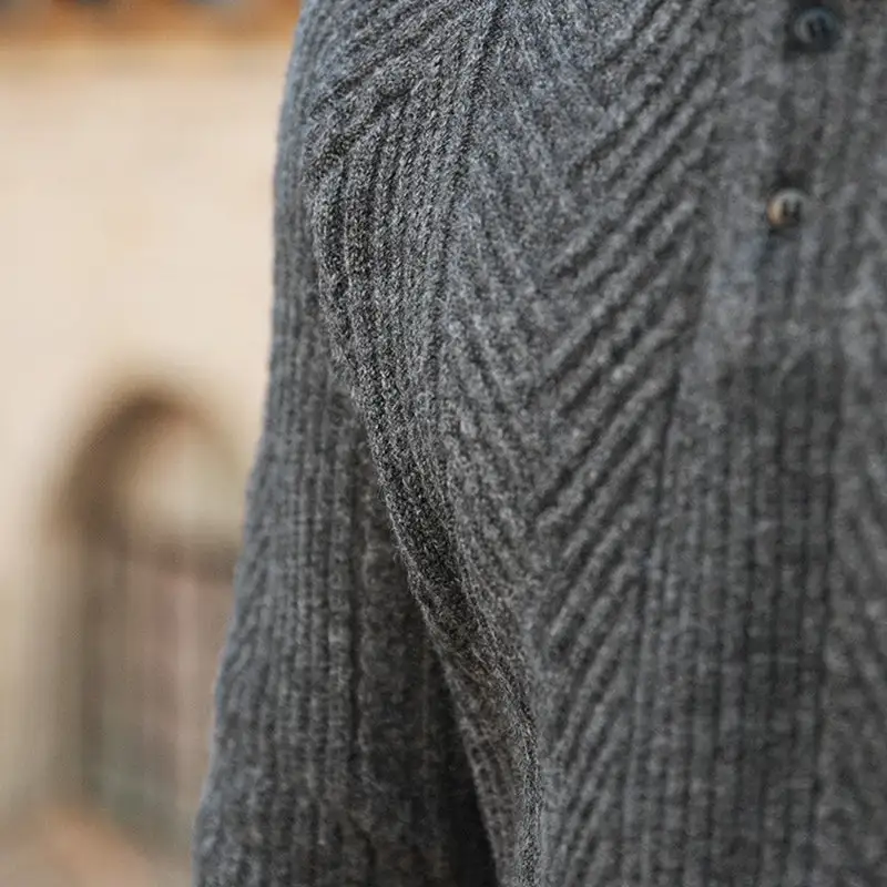 Collared Texture Knit Sweater