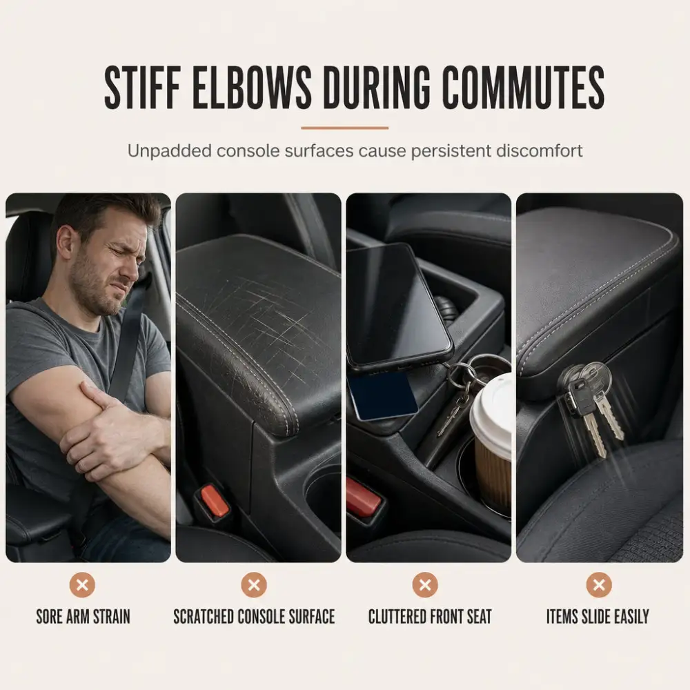 Car Central Armrest Cushion Pad with Storage Pocket