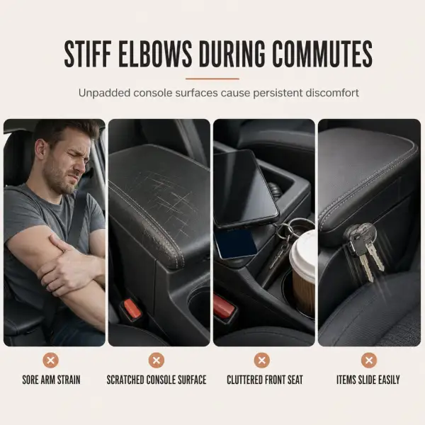 Car Central Armrest Cushion Pad with Storage Pocket