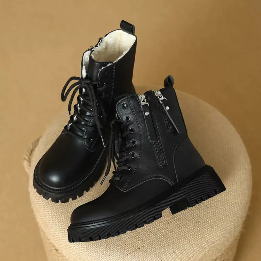 Refined Lace-Up Ankle Combat Boots