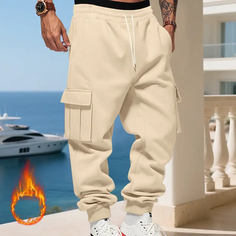 Men's  Thermal Cargo Pants Pockets Leg Cargo Pants
