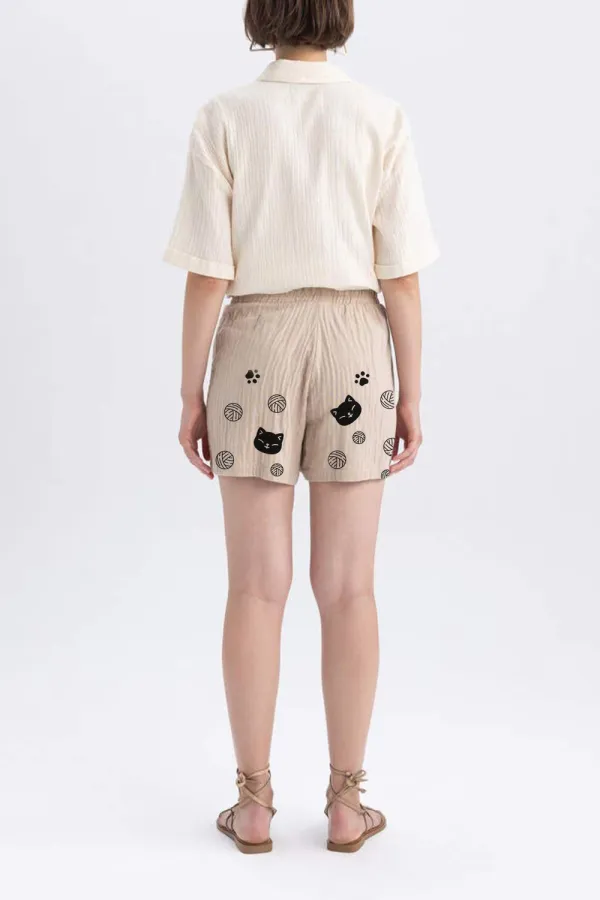Regular Fit Muslin Normal Waist Shorts
