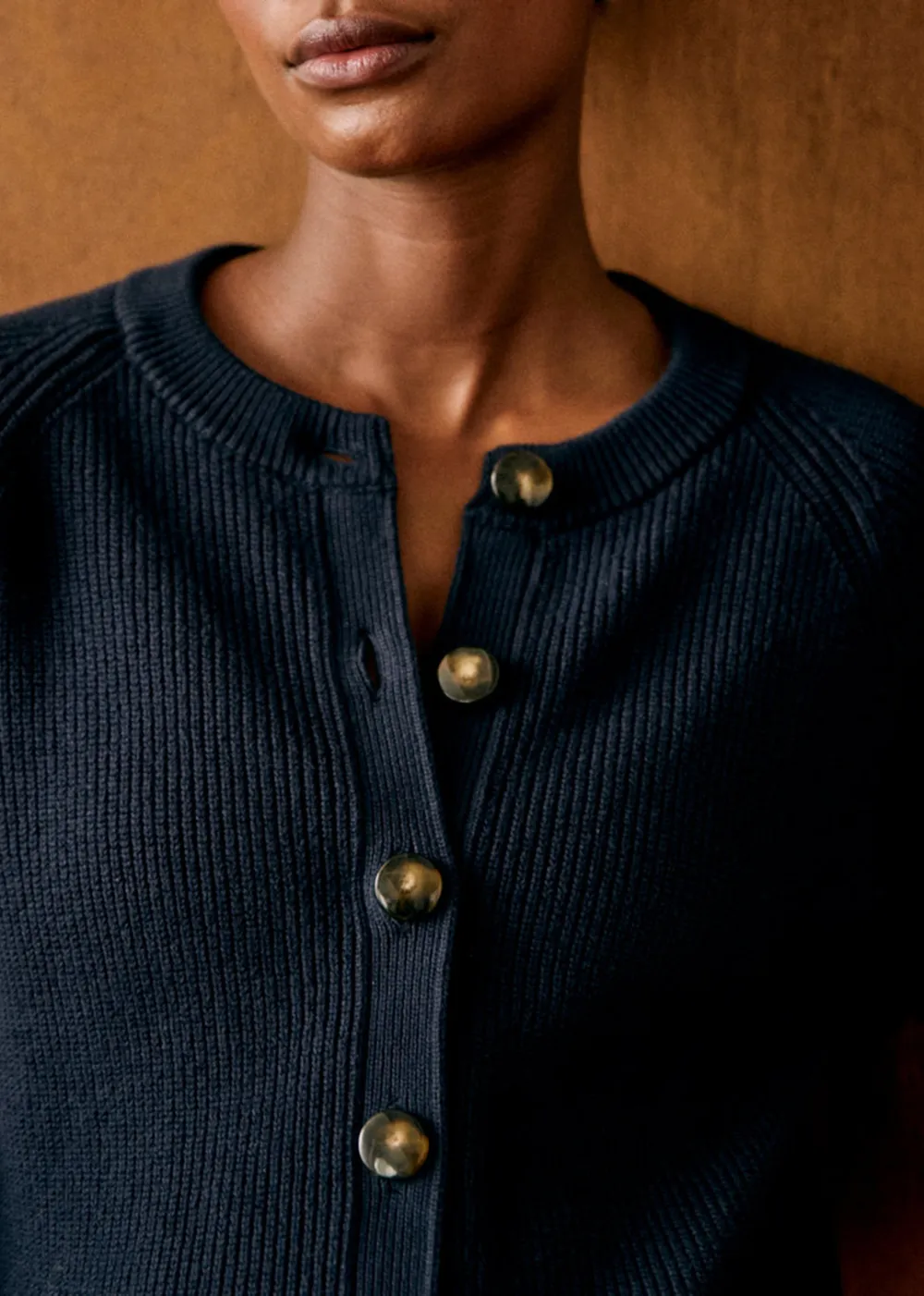 Crew Neck Organic Cotton Long Sleeve Cardigan