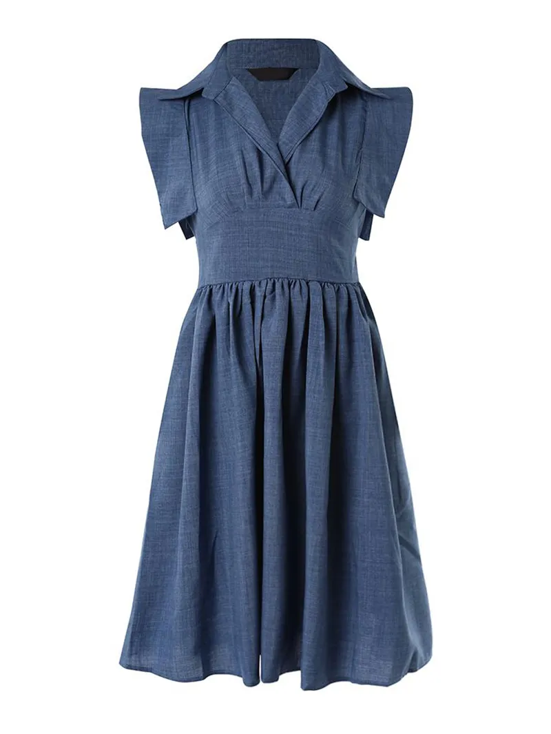Casual Solid Color Flying Sleeve Dress