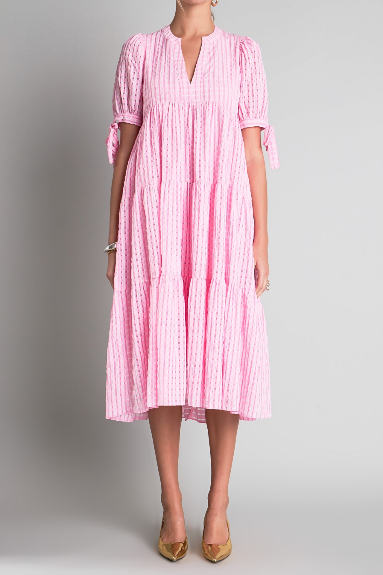 Gingham Tiered Midi Dress