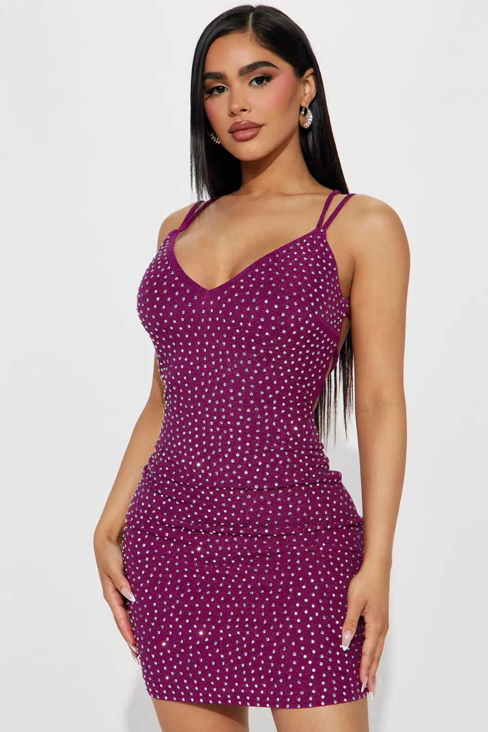 First Move V Neck Mini Dress - Magenta