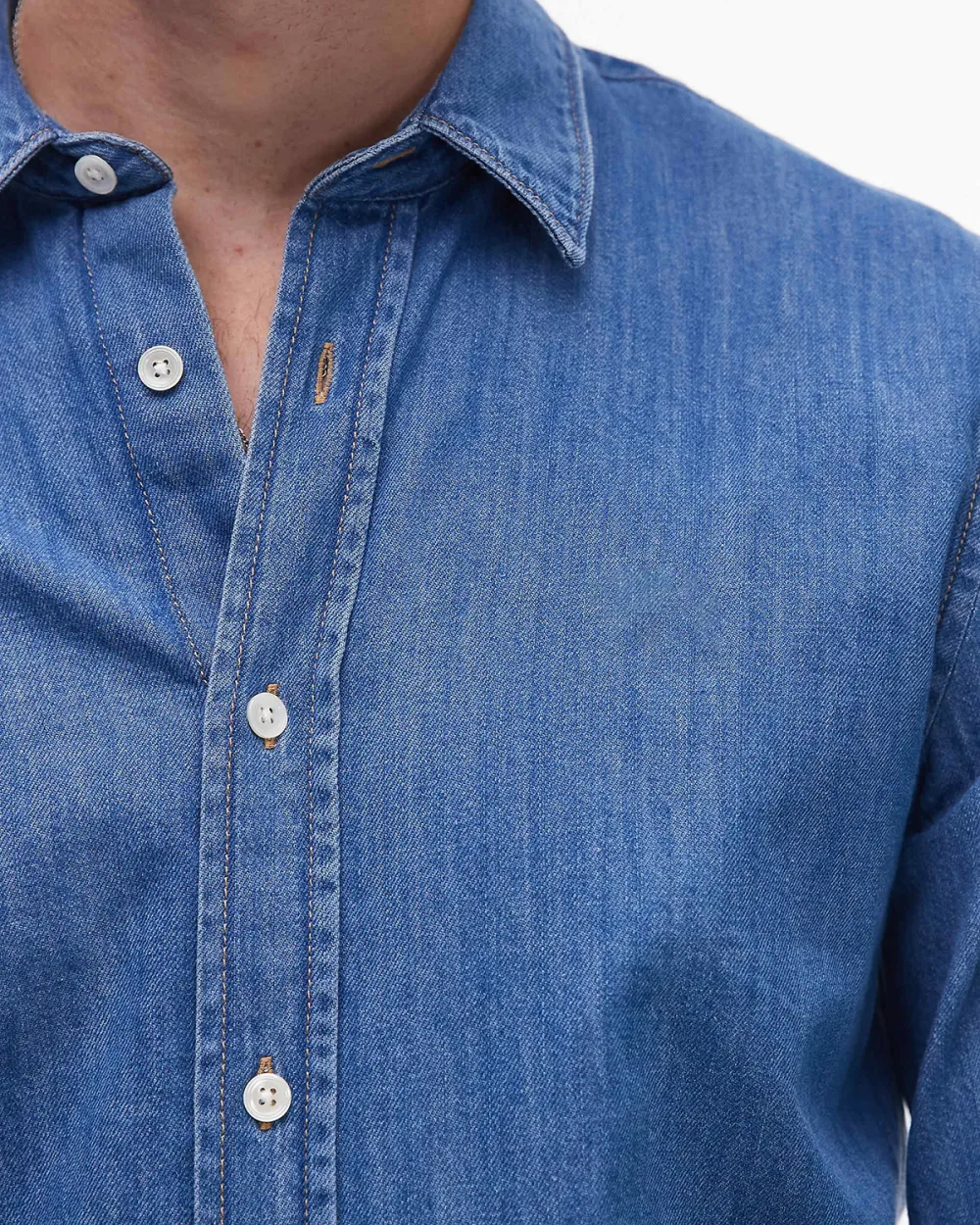 Denim Long Sleeve Shirt In Blue