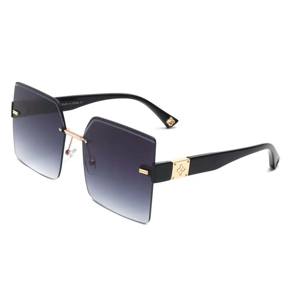 Narrow Square Rimless Frame Sunglasses