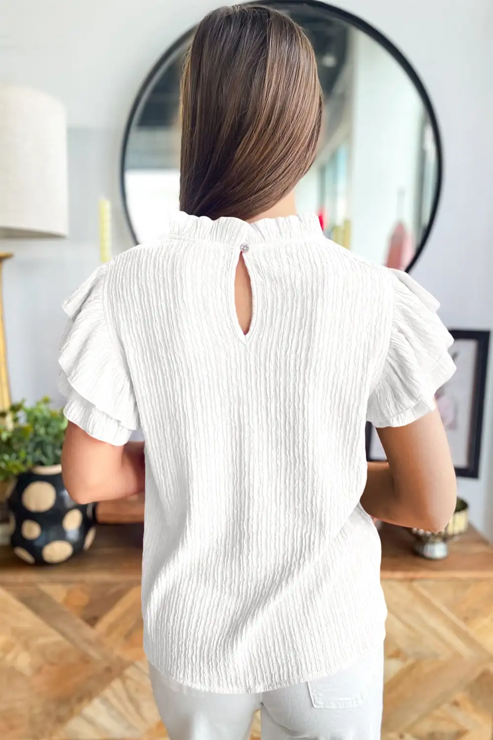 Fresh Ruffle Sleeve Short Sleeve Blouse